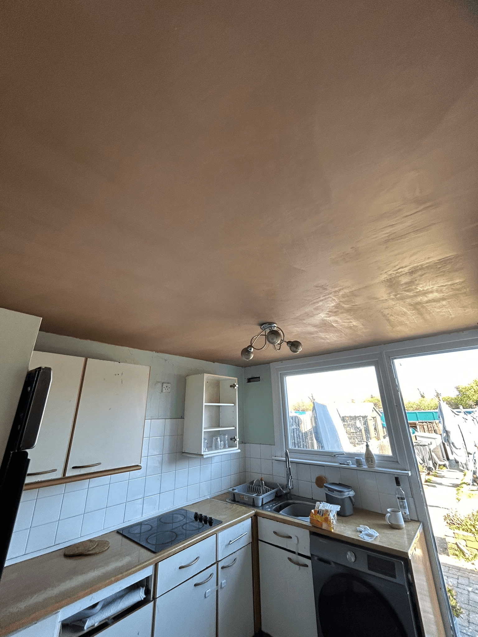Completed plaster skim on kitchen ceiling